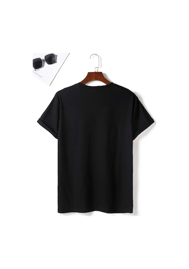 Erkek Siyah Oversize Nasa Uzay Baskılı T-shirt Siyah-68388