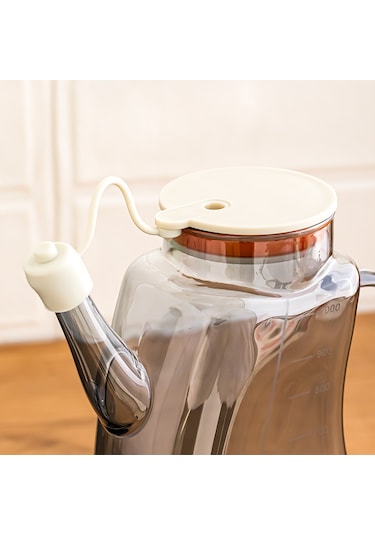 Porsima 3855-2 Şeffaf Borosilikat Cam Zeytinyağ Şişesi - Yağlık Ve Sirkelik Beyaz 1 Lt Beyaz - Şeffaf