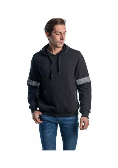 Şensel, Reflektörlü Kapüşonlu Sweatshirt, Siyah -107E950- Cepli