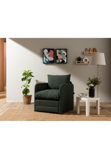 Pafu Saga Tekli Katlanır Yataklı Koltuk Keten Haki