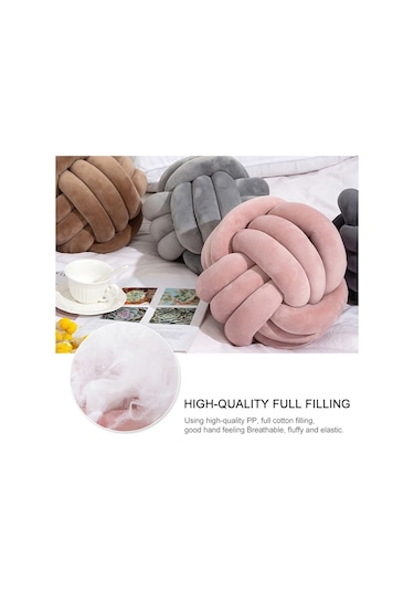 Sones El Yapımı Düğümlü Top Yastık, Boyut: Çap: 25 30cm Mandalina Tozu