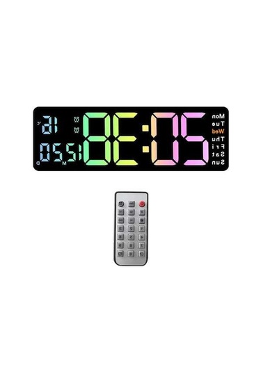 Didadodo Suntek Dijital Duvar Saati Sıcaklık Ve Tarih Hafta, Saatölçer Siyah