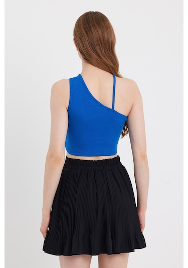 Quhox Kadın Askılı Crop Kaşkorse Saks