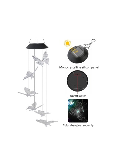 Jeehugo Güneş Enerjili Renk Değiştiren Kelebek Zil Lambası - Bahçe Ve Bahçe Dekorasyonu Işıklı Aydınlatma Kırmızı - Mavi