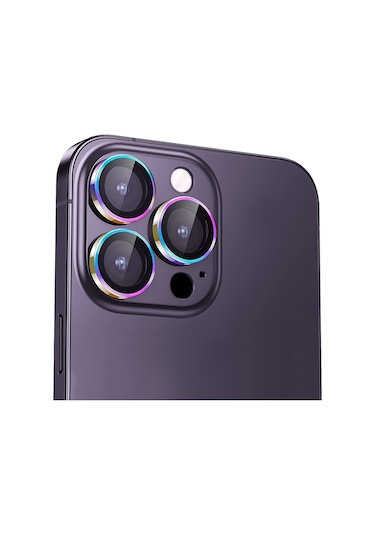 Buff Iphone Uyumlu 13 Pro / 13 Pro Max Uyumlu Kamera Metal Lens Koruyucu Gökkuşağı