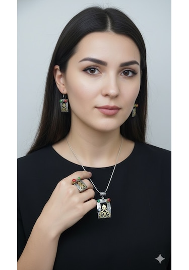 Otantik Dikdörtgen Gümüş Set Bronz