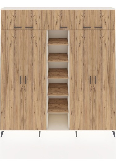 Hyperion Dolap 12 Raflı 9 Kapaklı 2 Askılı 220x44x243 Aytaşı-çam/çam Atlas Çam/atlas Çam