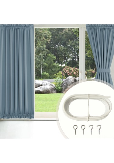 Ruicoo Beyaz Pvc Kapaklı Çelik Tel Perde/resim Asma Seti - 3m Uzunluk, 4 Kanca, Ev/parti Dekorasyonu, Kolay Kurulum