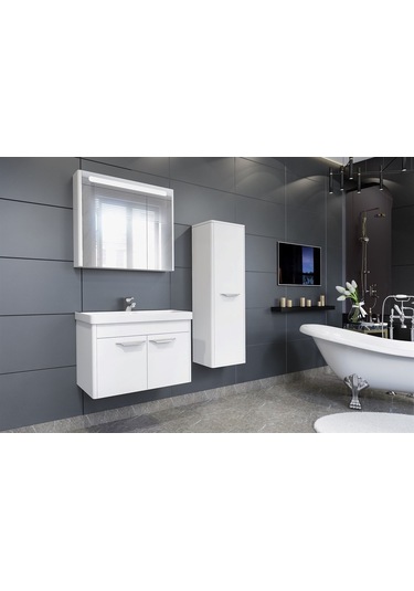 Mauna 80 Cm Banyo Dolabı-Beyaz (Boy Dolap Hariç )