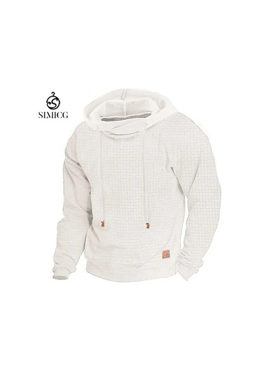 Yeni Uzun Kollu Kapüşonlu Erkek Sweatshirt'ü Beyaz