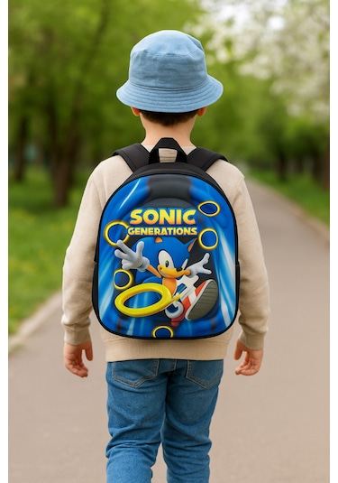 Newfull Sonic Erkek Anaokul Sırt Çantası Mavi Siyah