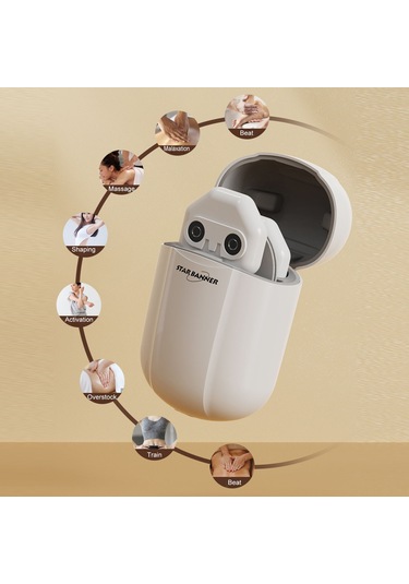 Ruicoo Portatif Düşük Frekanslı Puls Massage Aleti - Bacak, Bel, Omuz, Boyun İçin Mini Masajcı - 2 Ana Ünite + 2 Yama + Şarj Kutusu + Kumanda - Siyah Siyah