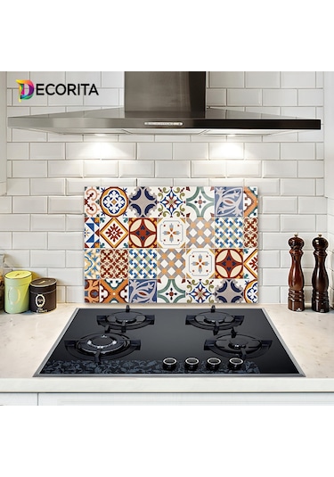 Decorita Çini Desen | Cam Ocak Arkası Koruyucu | 40cm x 60cm