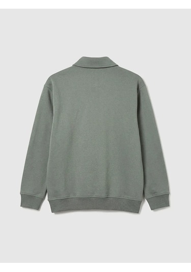 Lc Waikiki Mavi Polo Yaka Yarım Fermuarlı Erkek Sweatshirt