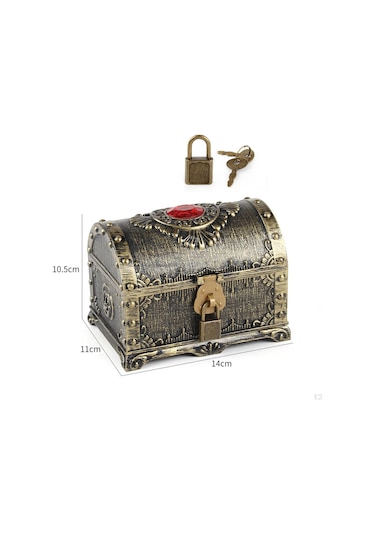 Altın Maceracı Hazine Kutusu Korsan Sahne Takı Çok Fonksiyonlu Antika Sandık