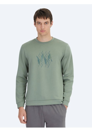 Kip Mint Bisiklet Yaka Desenli Sweatshırt Mint