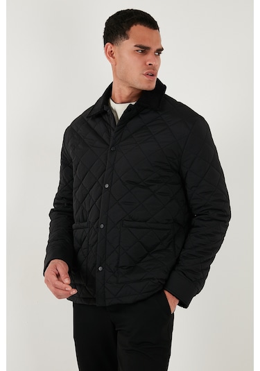 Buratti Kapitoneli Regular Fit Kadife Detaylı Erkek Mont 497Leroy Siyah