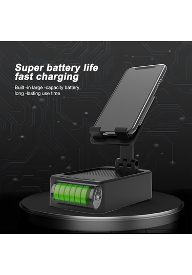 Geeksen Masaüstü Üçlü Fon Tutucu: Bluetooth Hoparlörlü, Usb Şarj Portlu, Çift Katlı, 1500mah Pil, Siyah, Kolaysız Konuşma Mikrofonlu