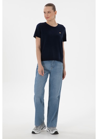 U.S. Polo Assn. Kadın Lacivert Bisiklet Yaka Triko Tişört 50306460-VR033