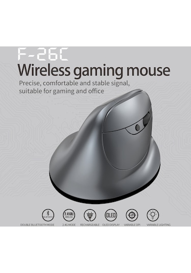 Hallow Zelotes F-26C Dikey Ergonomik Bluetooth Led Ekran Mouse