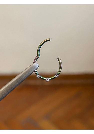 316 L Cerrahi Çelik Atom Taşlı Kıkırdak Piercingi Rook Orbital Helix Septum Piercing Renkli