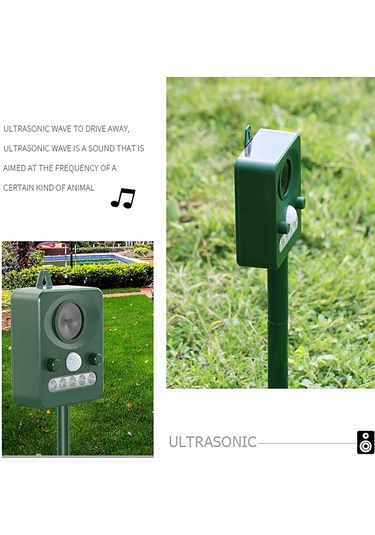 H41489 Güneş Enerjili Hayvanlar Kovucu Ultrasonik Dalga Köpek Yeşil