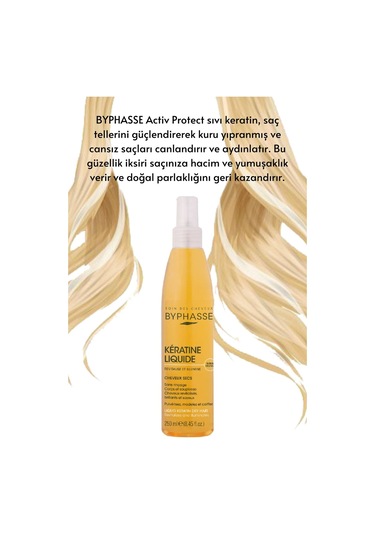 Byphasse Kuru Saçlara Özel Keratin İçerikli Yüksek Koruyucu ve Pürüzsüzleştirici Saç Kremi 250 ML