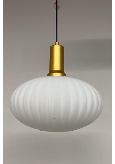 Elegant Cam Tekli Beyaz Avize Gold Fener Başlık Sarkıt Lamba Restoran Salon Aydınlatma Beyaz