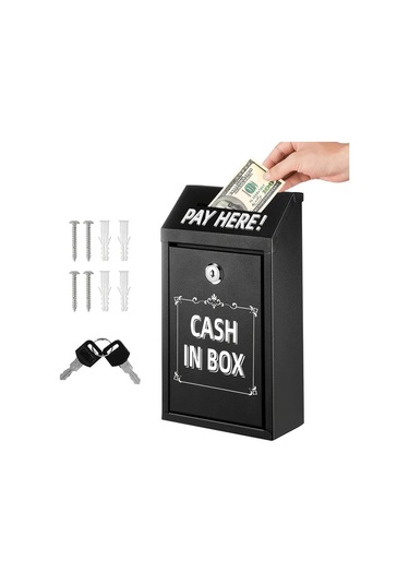 Willowhaven Duvara Monte Metal Para Kutusu Kilitli Siyah - Ev Ofis Bağış