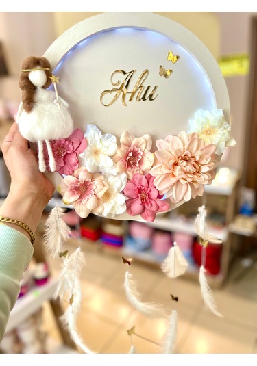 Ledli Keçe Bebekli Kız Bebek Odası Kapı Süsü-çocuk Odası Kapı Süsü-çiçekli Kapı Süsü 000