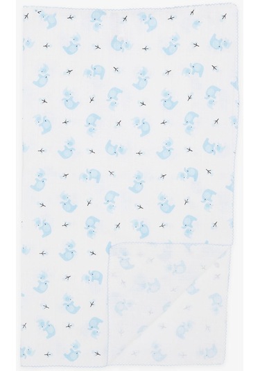 Breeze Yenidoğan Bebek Müslin Batttaniye Sevimli Anne Bebek Fil Desenli Beyaz - Beyaz