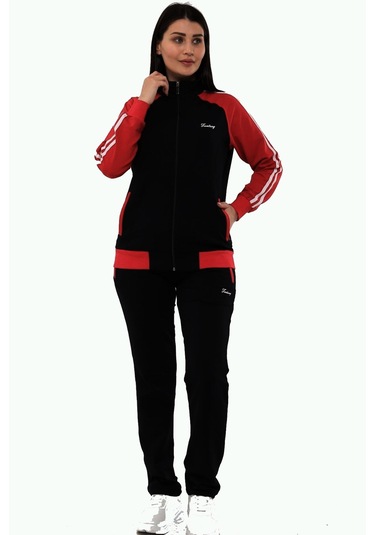 Fantasy Kadın Siyah İki İplik Büyük Beden Eşofman Takım Edy18307b Siyah