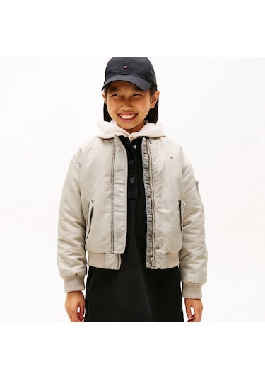 Tommy Hilfiger Washed Bomber Çocuk Bej Ceket Kg0kg08928 Bej