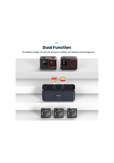 Amagisn 3 Yuvalı Hızlı Şarj Kutusu Pil Şarj Cihazı Siyah