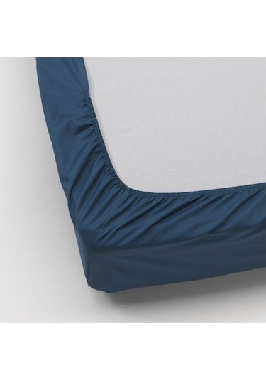 Tek Kişilik Lastikli Çarşaf, Koyu Mavi Renk Ölçü 90x200 cm Pamuklu