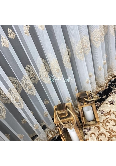 Tül Perde Moss Desen 00U44730 Kodlu Brode Işlemeli Çok Renkli