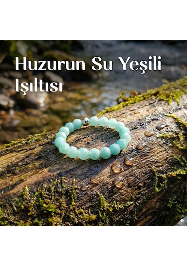 Amazonit Taşı Lastikli Yüzük 3.5 MM Renkli
