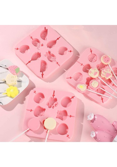 Soulader Silikon Lolipop Kalıbı Yuvarlak Şeker Kek Kalıpları Doğum Günü Parti Çikolata Kek Dekorasyonları Pastacılık Malzemeleri Lolipop Yapıcı Çok Renkli