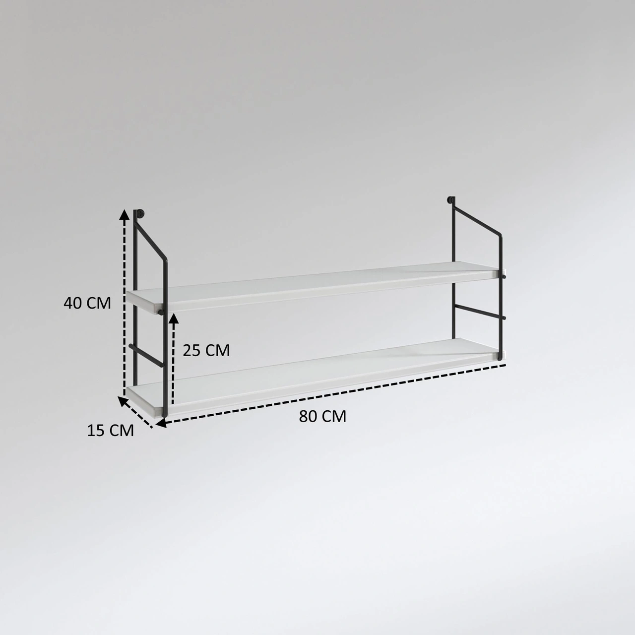Kenzlife Mutfak Banyo Duvar Rafı Junzi Mat Cordoba Suntalam 040 Y 80 G 15 D 2 Katlı Beyaz