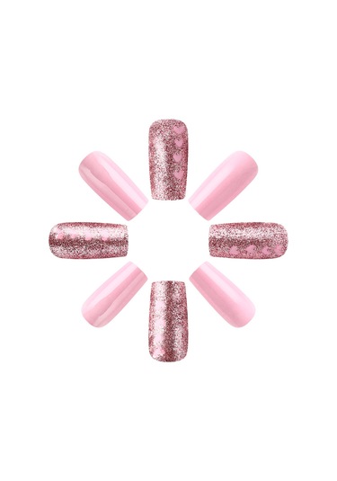 Kısa Parlak Avrupa Tarzı Giyilebilir Tırnaklar Yeni Günlük Pembe Aşk Tatlısı Tüm Uyumlu Manikür 24 Adet Sahte Tırnak Dahil Aletler Ys355