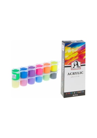 Monalisa Akrilik Boya 12 Renk 22 ML Neon Pastel Renkler Ml124 6758