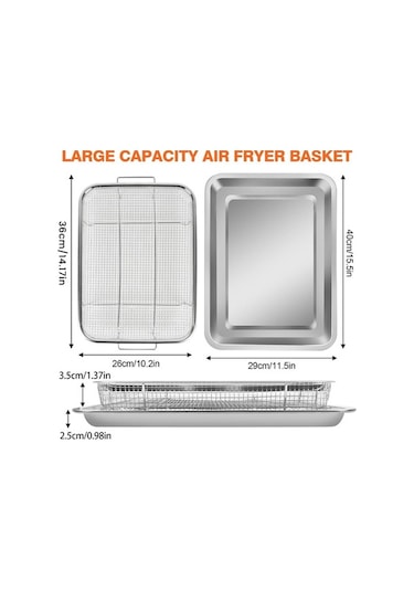 Ulzyvf Paslanmaz Çelik Fritöz Sepeti, Hava Fırını Aksesuarları Uf Gümüş Gümüş