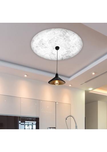 Cam Avize Göbeği | Taş Görünümlü | Çap50Cm Krem