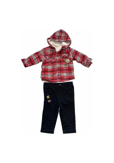 Erkek Bebek Kalın Mont Ve Pantolon Takım-15188 Kırmızı