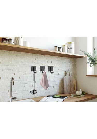 Ardini Kendinden Yapışkanlı Askılık Mat Siyah 03 Pakette 5 Adet Çok Renkli