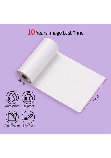 Aubyhe 76x30mm 10'lu Paket 10 Yıllık Dayanıklı Termal Kağıt - Suya/yağa/sürtünmeye Dayanıklı, Bisfenol A Yok, Yüksek Renk Doğruluğu 10 Rulo