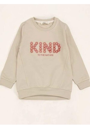 Kız Çocuk Kind İşlemeli Eşofman Takım-14389 Bej