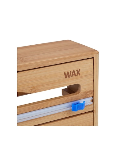 3 Bölmeli Bambu Streç Film Ve Folyo Düzenleyici Kutu Ahşap