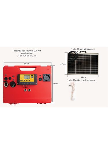 450 Watt / 12 Volt - 220 Volt Tam Sinüs Enerji Çantası