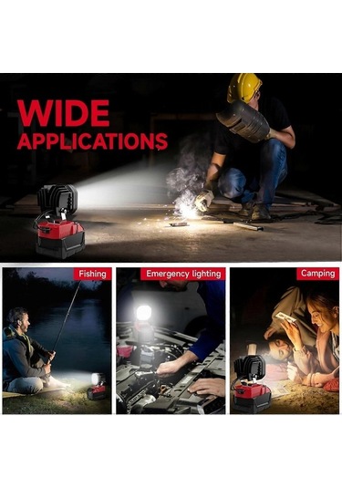 Bloomnest 18v Pil Uyumlu 40w 6000lm El Feneri, Led Projektör, Kablosuz Çalışma Işığı, Kamp Ve Bakım İçin Asorti Çok Renkli